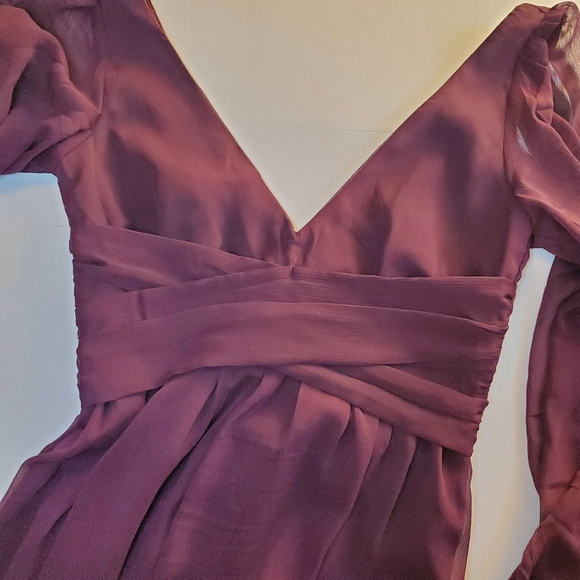 NWOT Lulus Enchant My Love Dark Purple V-Neck Long Sleeve Maxi Dress Sz S - Picture 7 of 13